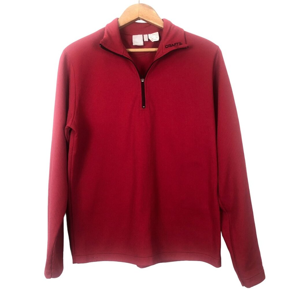 Craft L2 insulation Men's Pullover Top Large Base Shirt Long Sleeve 1/4 Zip Red